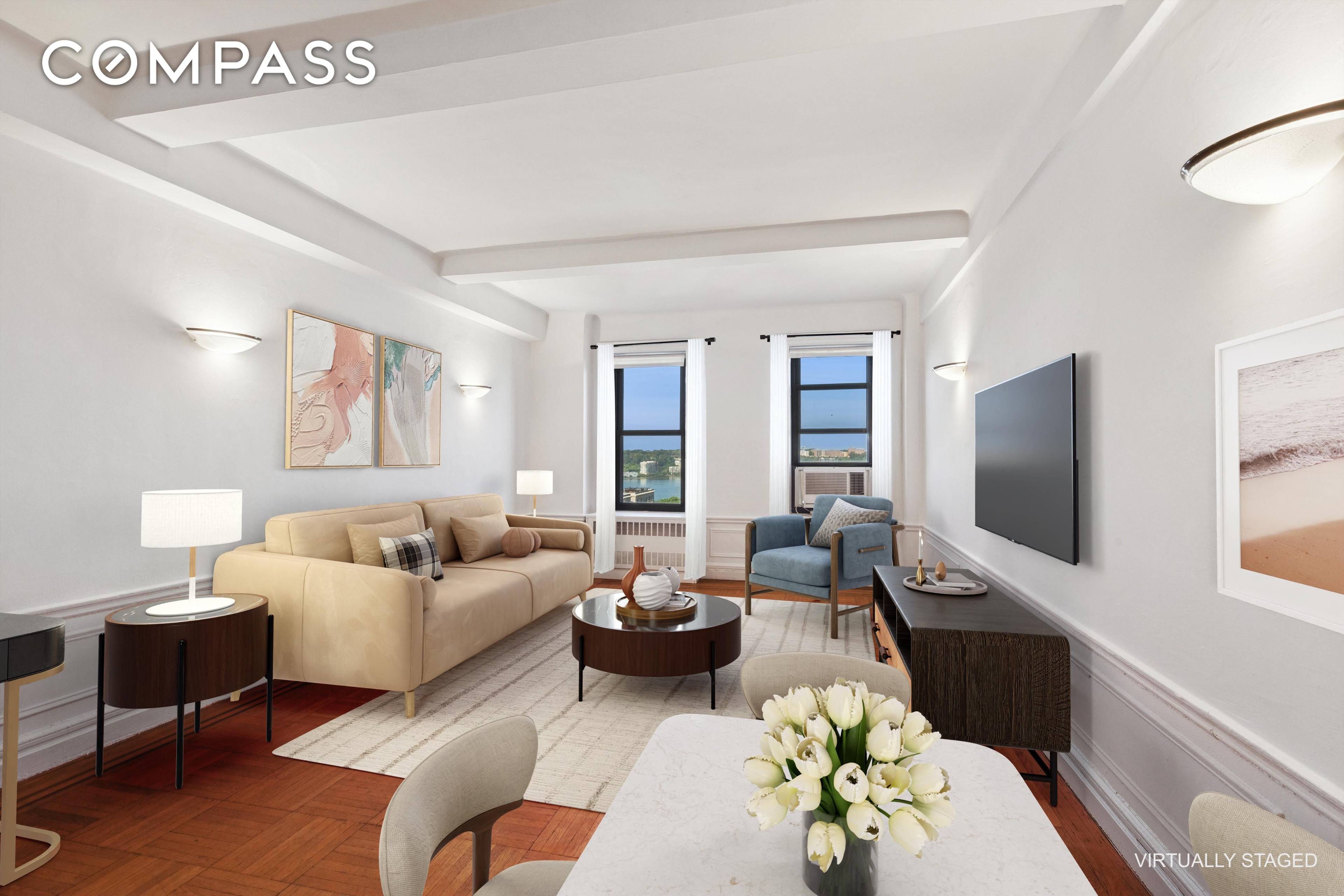 UNDERSTATED ELEGANCE ON WEST END AVENUE Poised high above the city with open views to the Hudson River beyond, this gracious 2 bedroom is the quiet refuge you deserve.