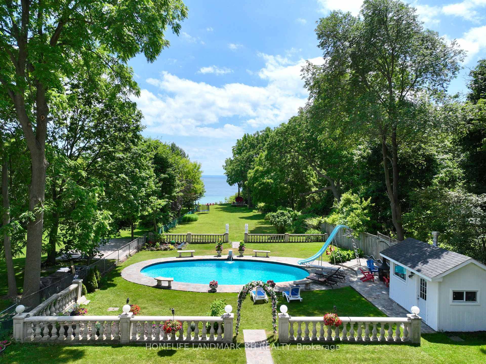 Backing onto Lake Ontario Rarely offered Lake Front Property with 60' x 594' Big Lot amp ; Swimming Pool.