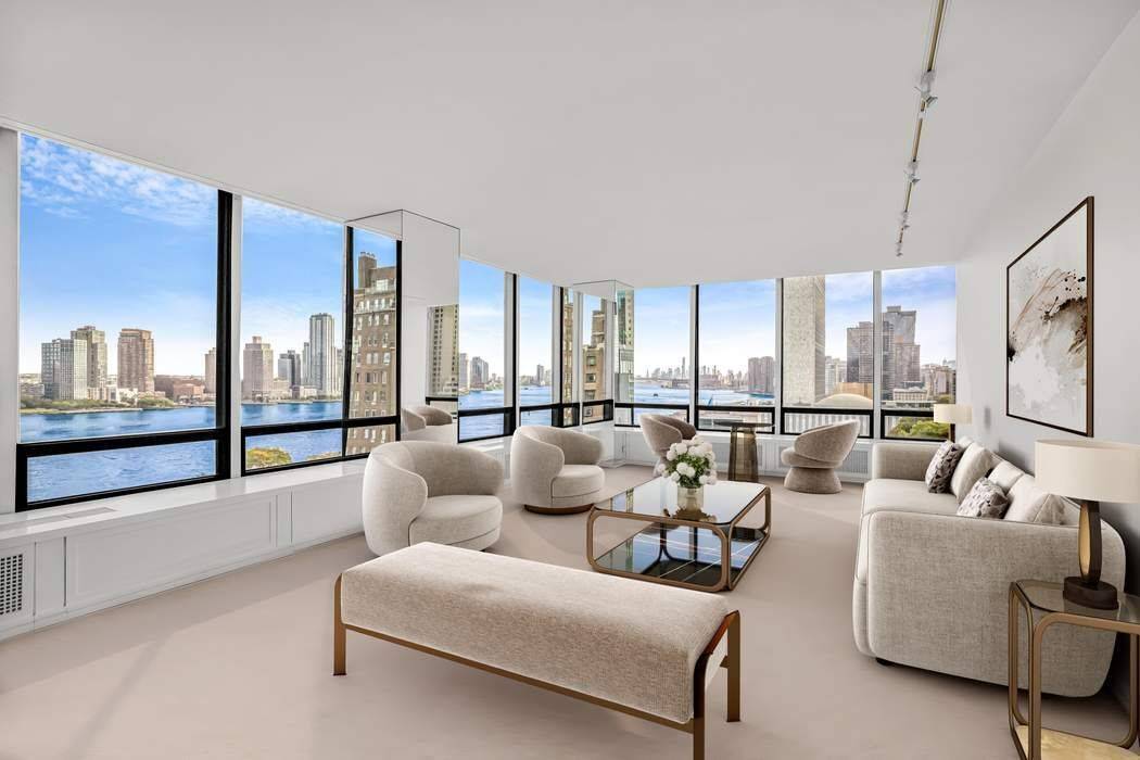 GRAND amp ; GLAMOROUS 2 BR into 1BR Move right in and enjoy sweeping, cinematic East River views from this sophisticated and serene corner residence.