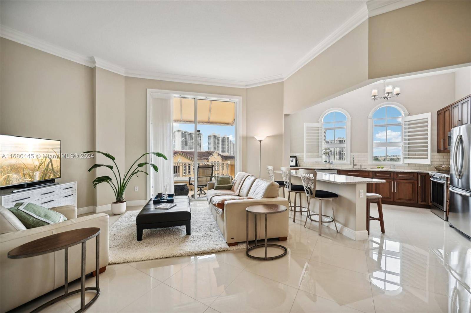 Stunning 2 bed 2 bath penthouse featuring 12 foot ceilings and an open floor plan.