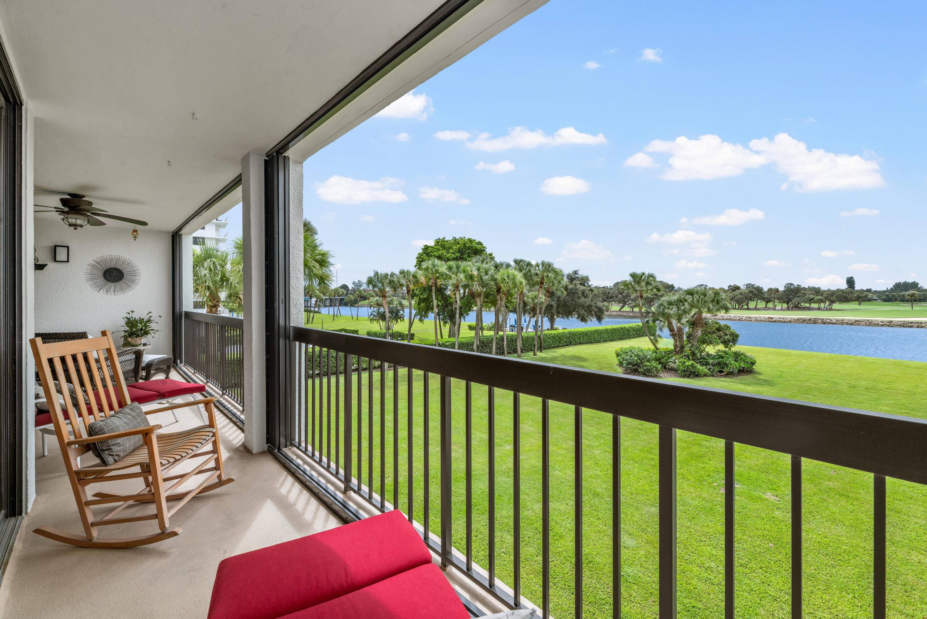 Views, Views, Views ! Enjoy panoramic Intracoastal and golf course views from this rare southeast corner 3BR 2BA, third floor residence in Governor's Pointe, North Palm Beach.