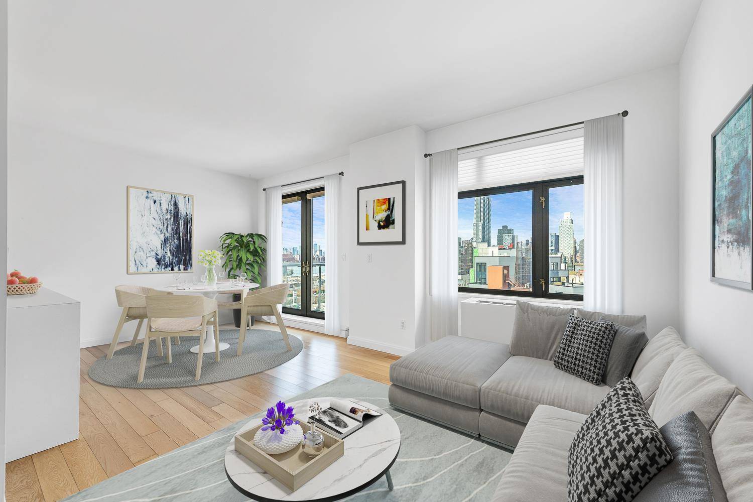 Investment opportunity tenant in place until October 2023 paying 5, 100 monthUnit 9H is a beautiful and generous 928SF converted two bedroom, one bath residence with a stunning west facing ...