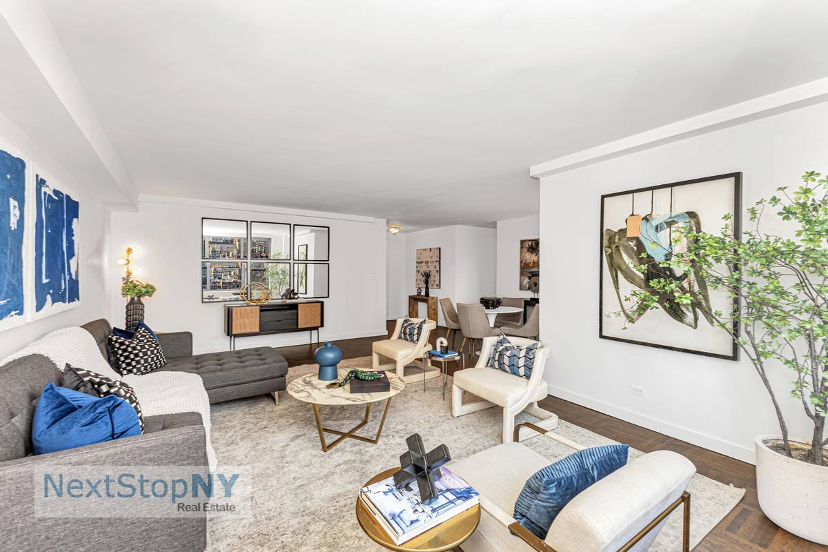 Immerse yourself in breathtaking, unobstructed views from every room of this expansive, light filled two bedroom, two bathroom sanctuary at 235 E 57th Street.