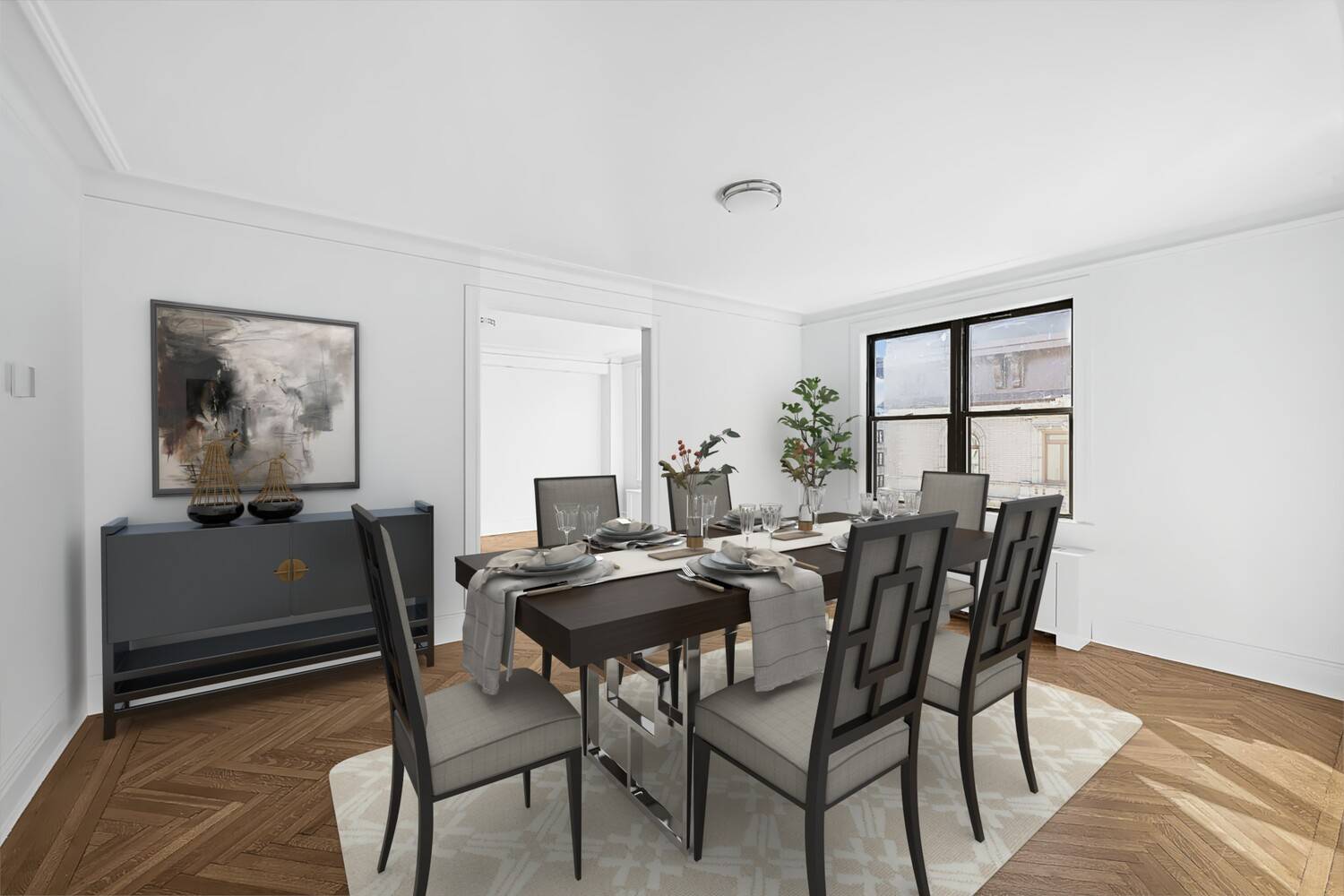 Elegant and spacious four bedroom, three bathroom, condominium perched on the SE corner on the top floor of a luxurious pre war building at 905 West End Avenue.
