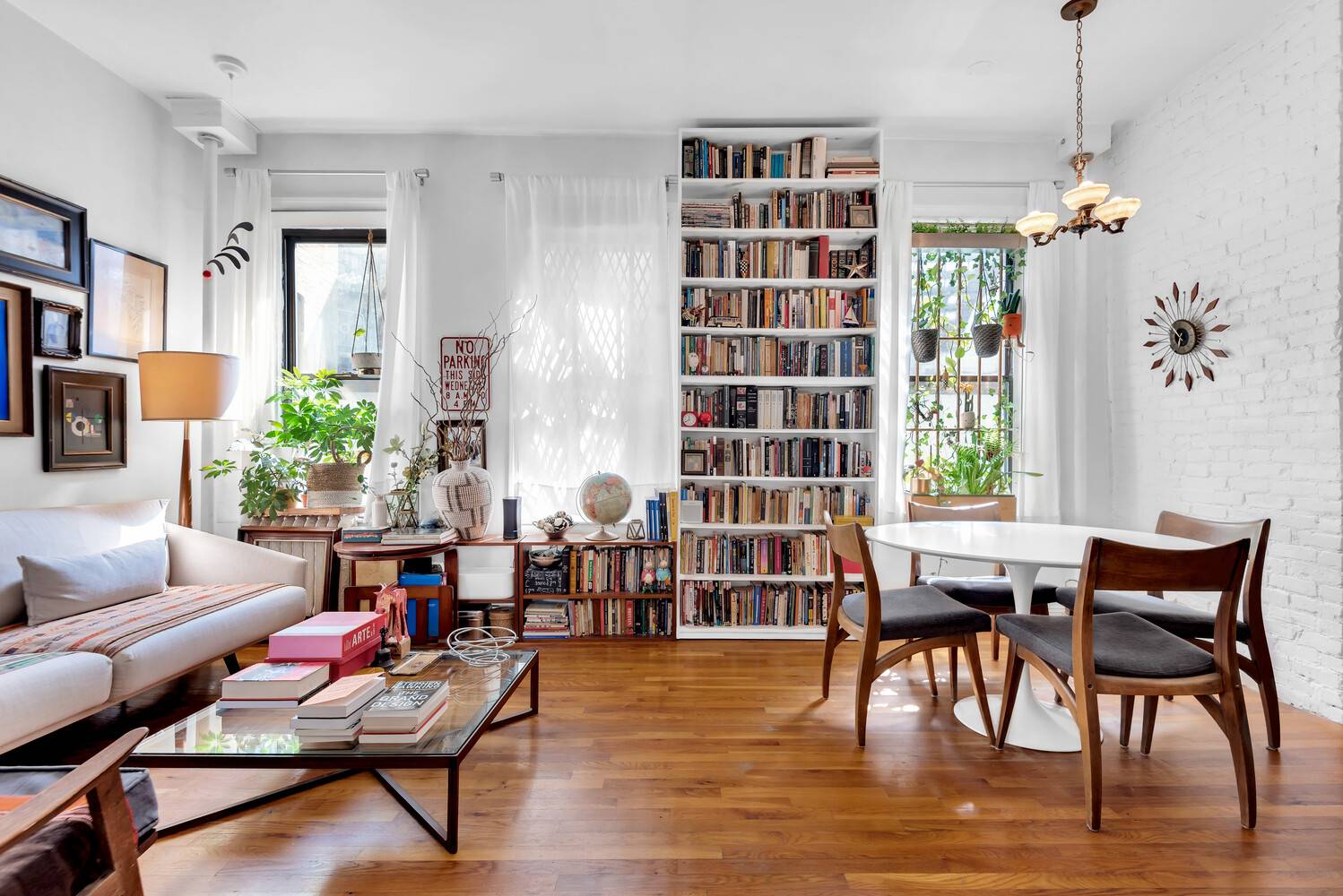 This charming and pin drop quiet 2 bedroom home on the 4th floor faces the interior of the co op.