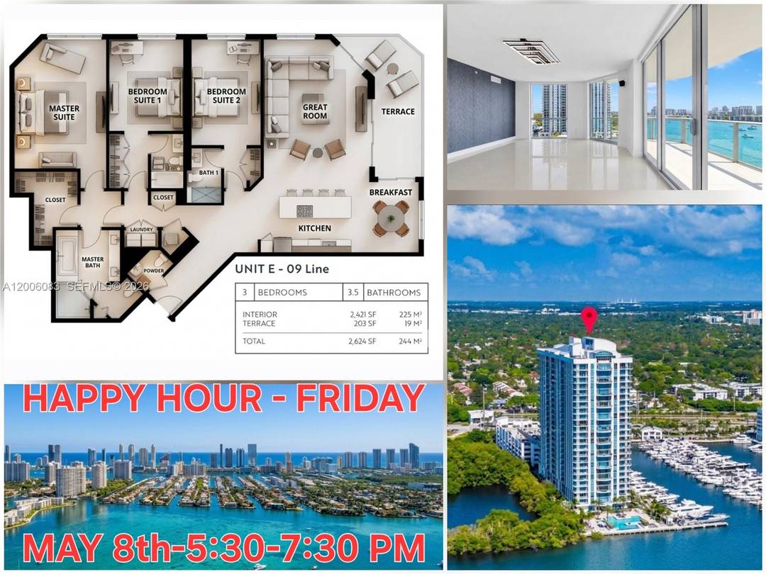 HAPPY HOUR FRIDAY_MAY 8th 5 30 7 30 PM RSVP 3 Parking Spaces 2 covered Vallet Total 2, 624 SqFt, Luxury Living Beautiful 3BD 3BA 1HB residence located at 17111 ...