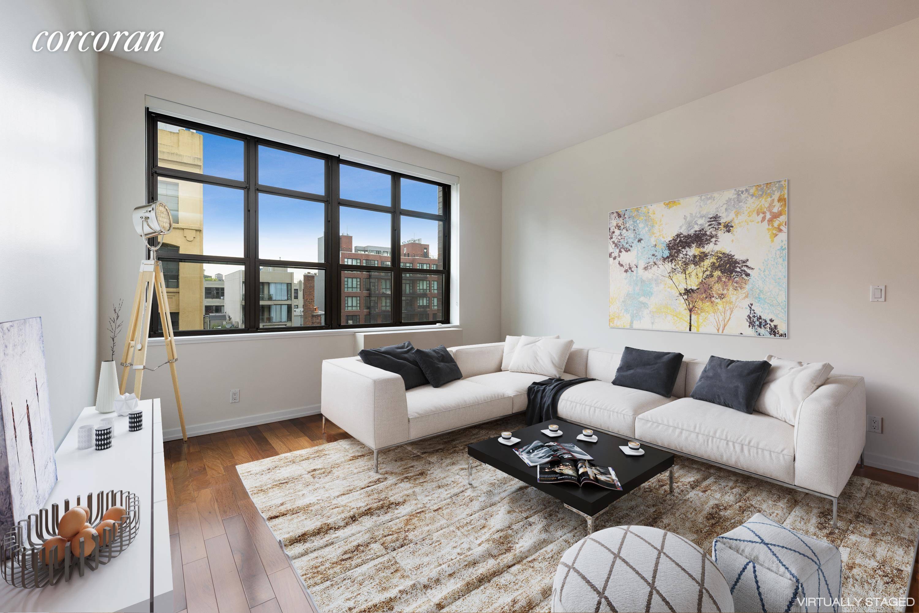 Rarely available this true two bedroom loft like apartment combines space and the high quality finishes and services of one of Williamsburg's premier condo buildings.