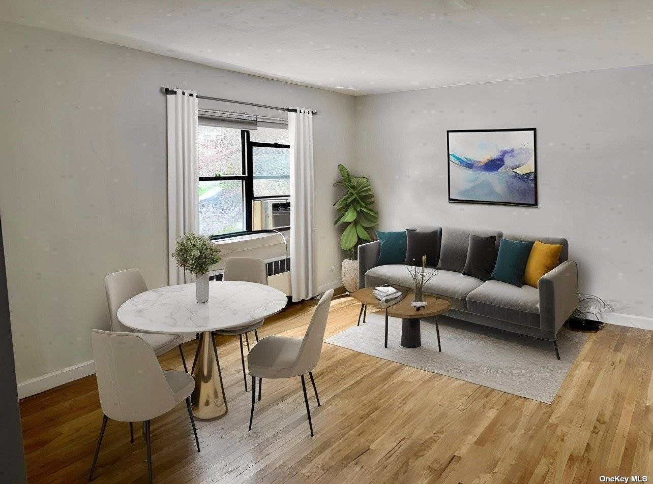 Newly renovated 1st floor unit with hardwood floors.