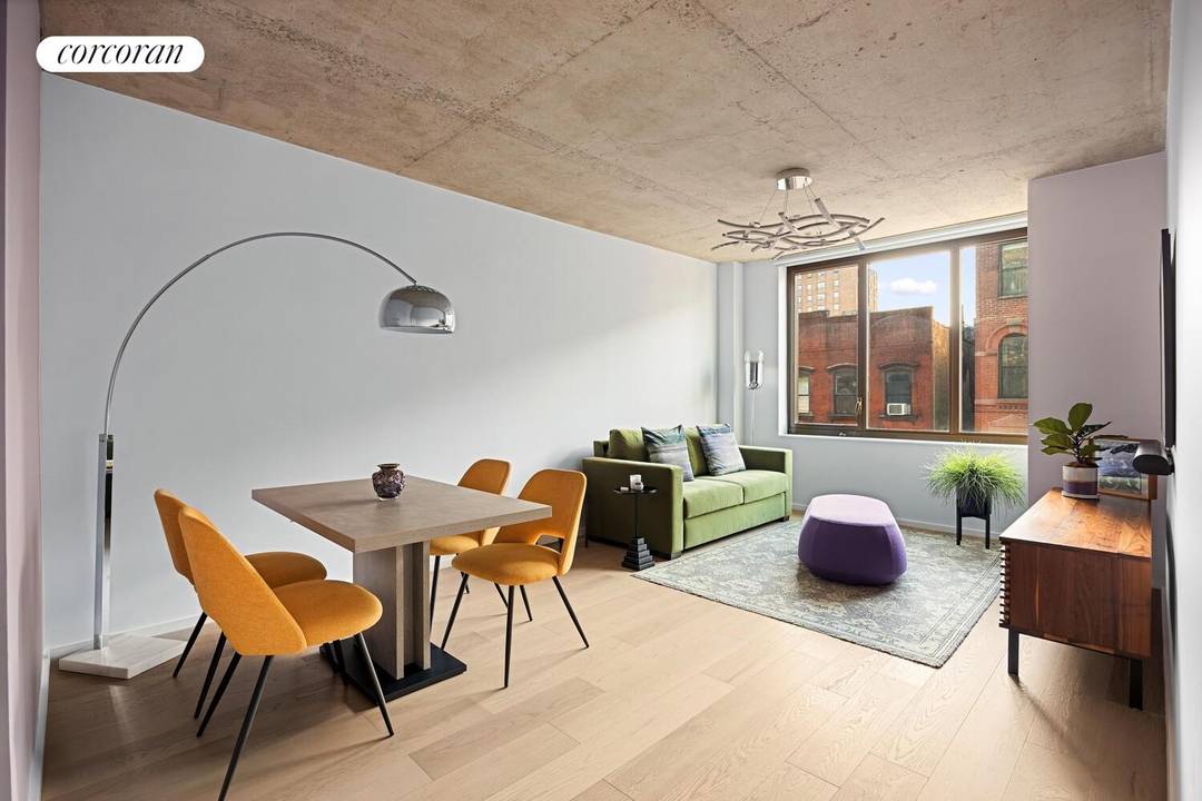 Residence 5K is a bright and beautifully proportioned one bedroom home spanning 753 square feet, designed to maximize light and comfort.