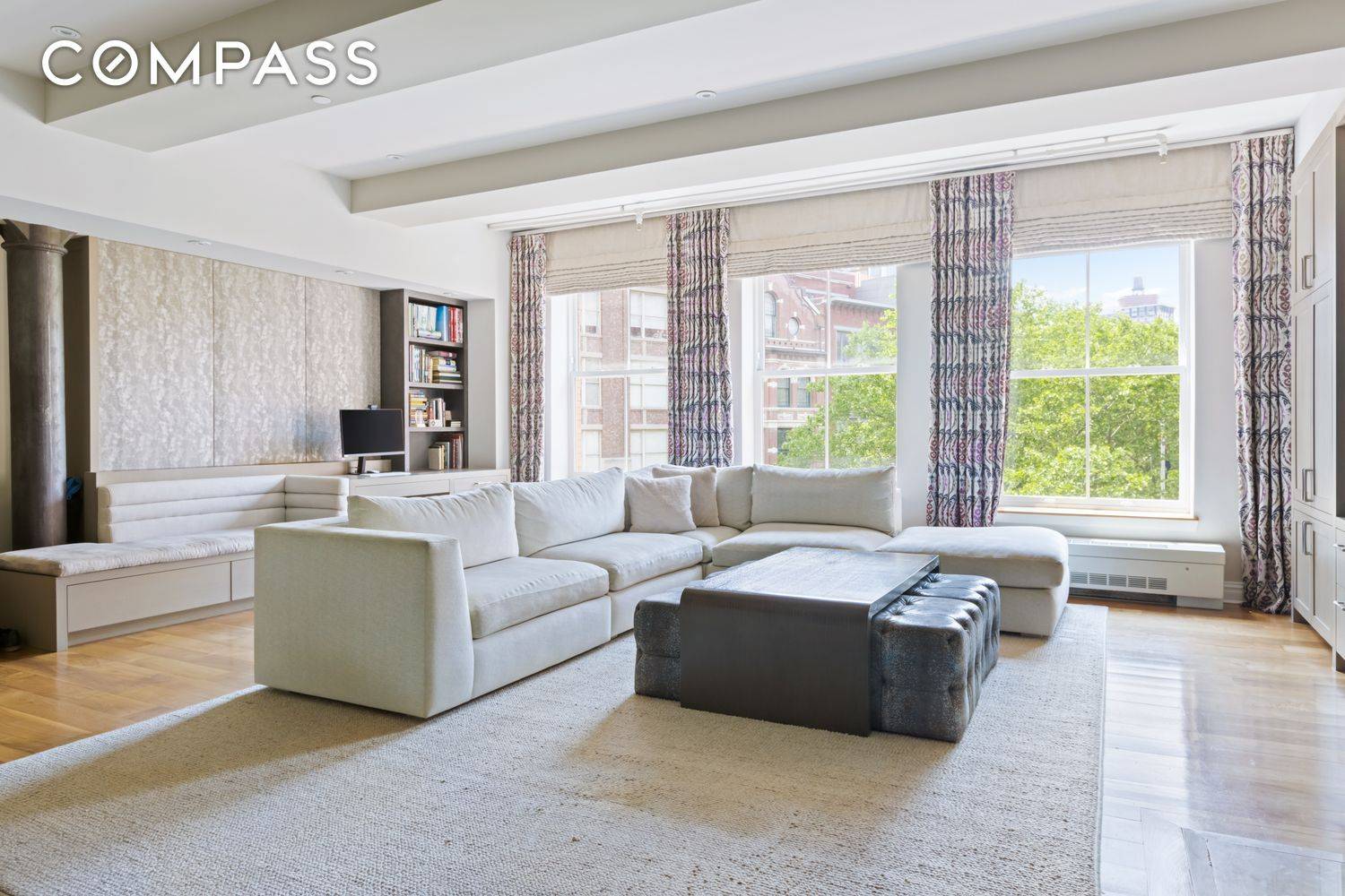 This spacious three bedroom, two and a half bath duplex spans over 2, 300 square feet and is ideally situated just across from Duane Park.