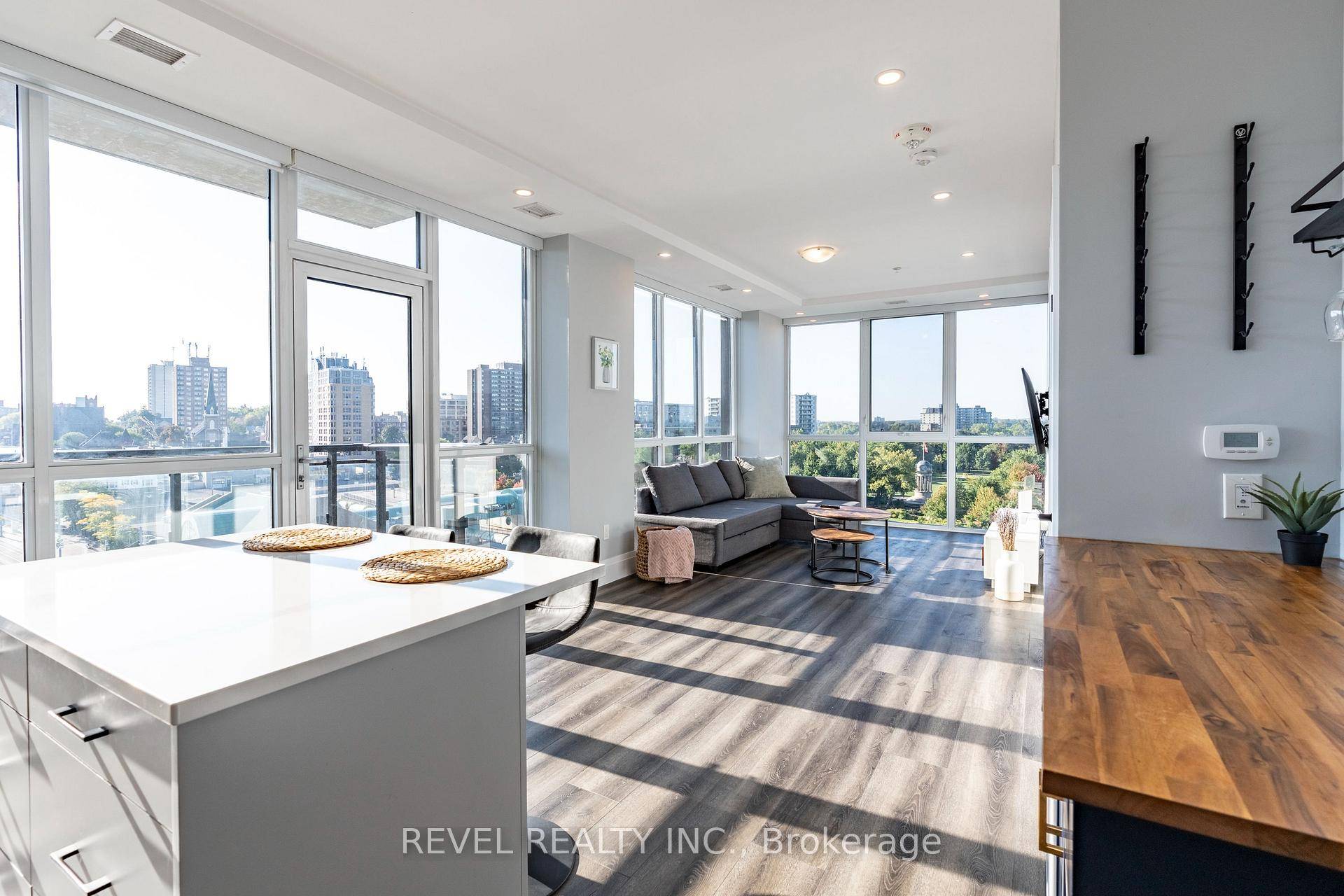 This 797 total square foot one bedroom, one bathroom corner unit offers modern design, high end finishes, and an open concept layout filled with natural light.