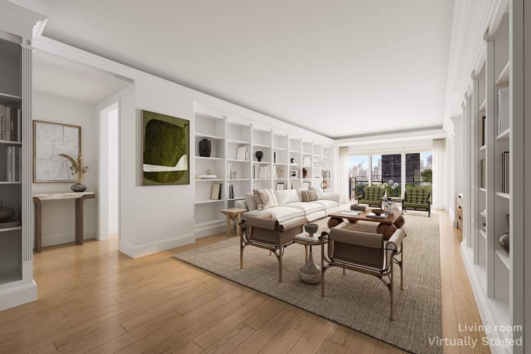 Positioned on the 20th floor, this refined and versatile residence combines elegant proportions with panoramic city vistas.