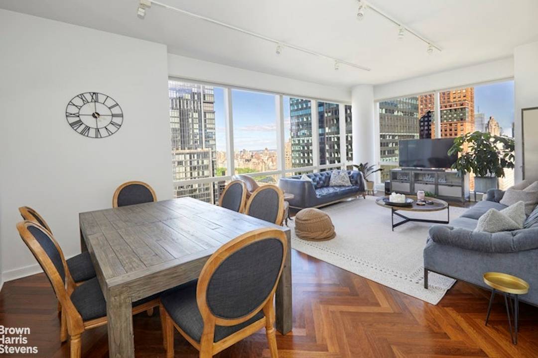 This fabulous 3 bedroom, 3 bath corner residence at the Park Imperial offers beautiful Central Park and cityscape views through wraparound windows with dramatic 10 foot floor to ceiling glass.