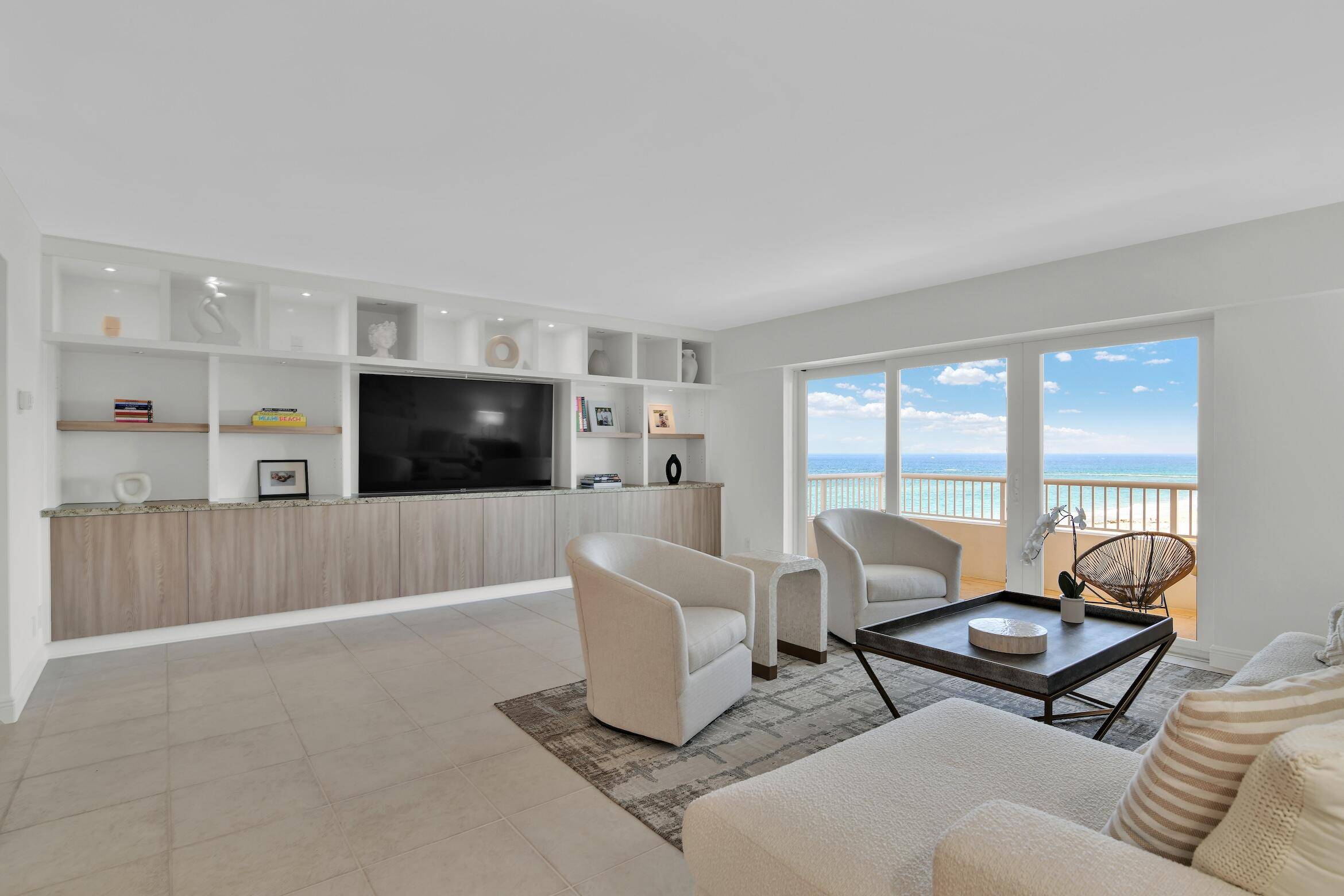 Exclusive south facing furnished residence offering breathtaking direct ocean views from every room.