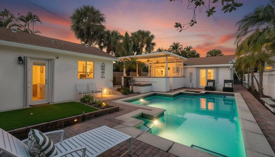 The Sunkissed Retreat is a private tropical compound in College Park, offering 3 bedrooms and 2.
