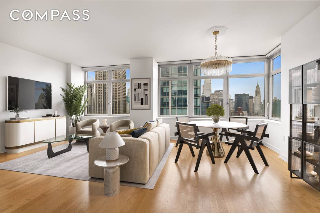 Perched on the 44th floor of the iconic Sky House, this 1 bed, 1.
