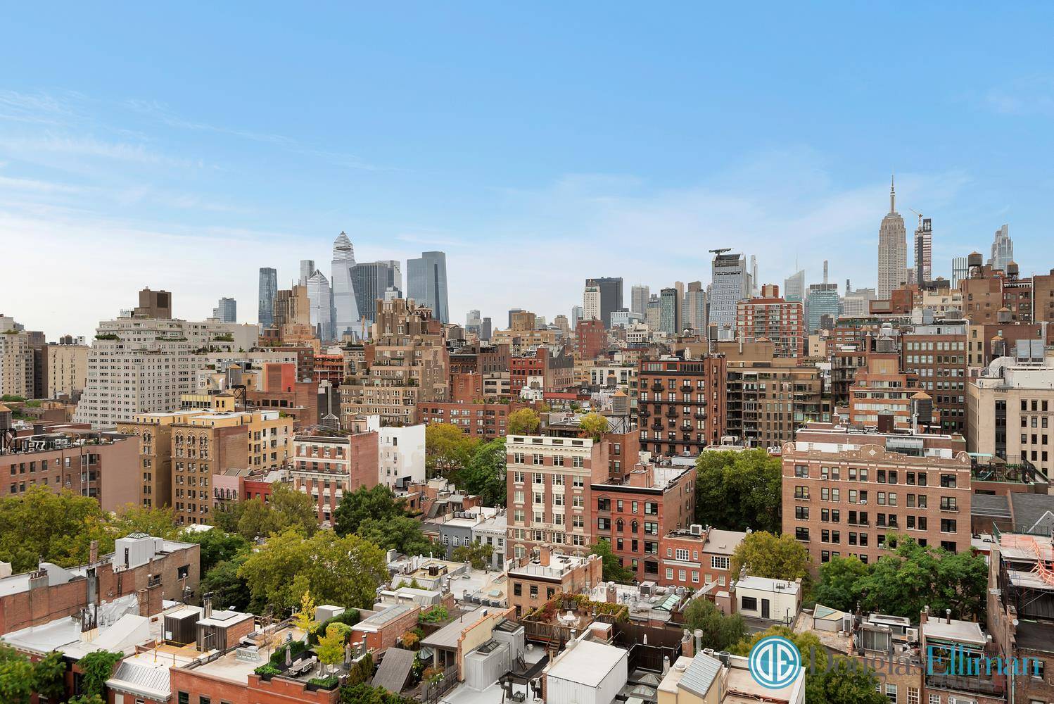 Perched high above Greenwich Village, this prewar one bedroom offers dual exposures, open views, and the convenience of a full time doorman.