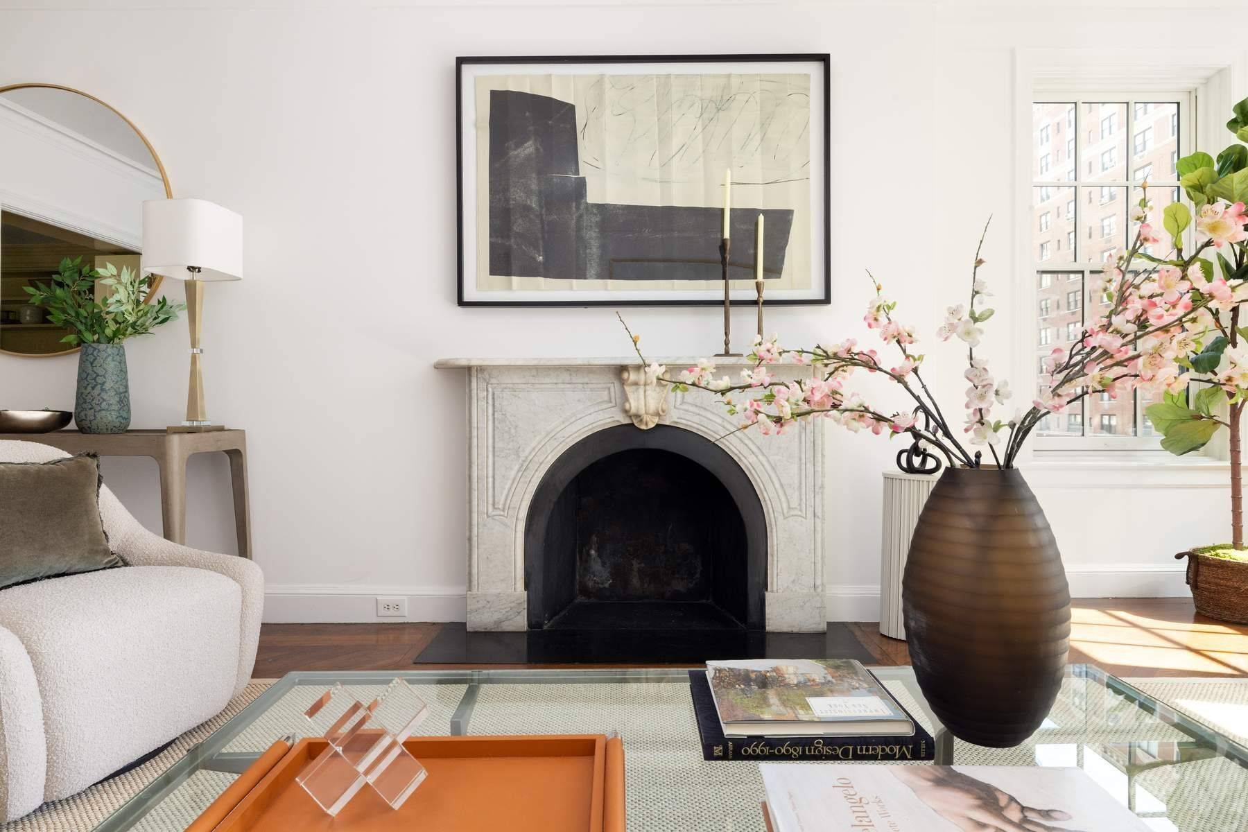 This rarely available nine room D Line is located in one of Carnegie Hill's most beautiful and sought after prewar cooperatives.