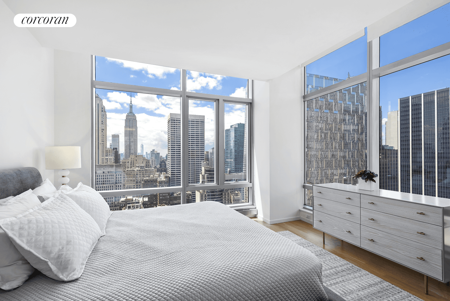 This dramatic corner FURNISHED Penthouse apartment at the luxurious Centria at 18 West 48th Street offers a convenient location across from Manhattan's Rockefeller Center.