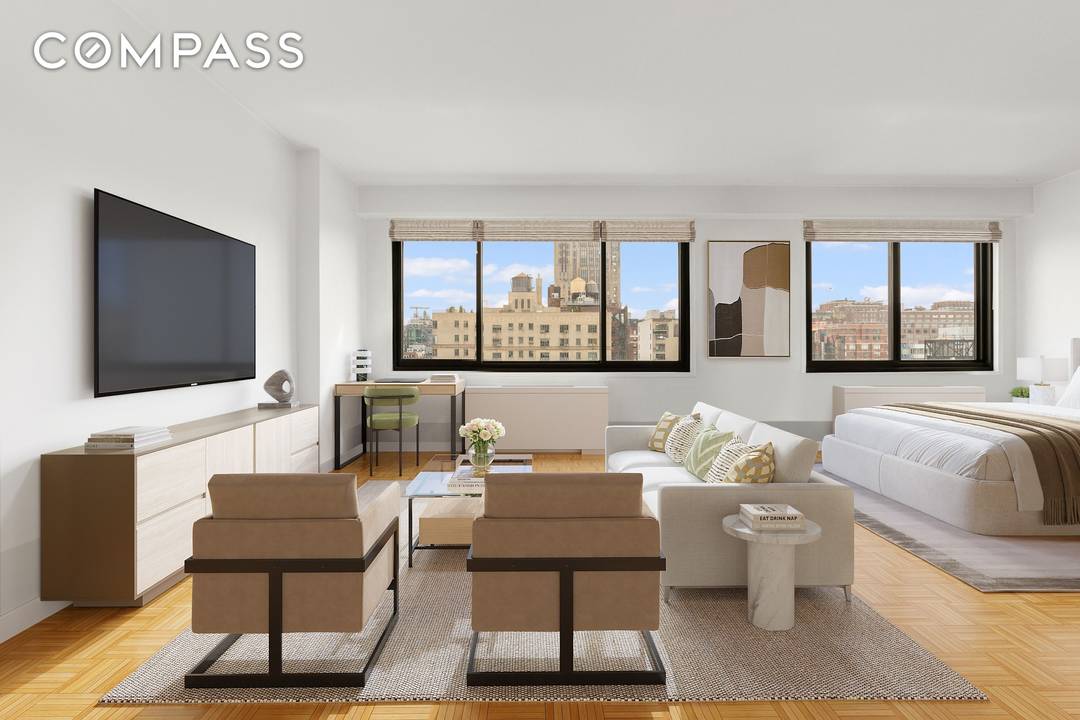 Fabulous and spacious high floor corner alcove studio with excellent potential.