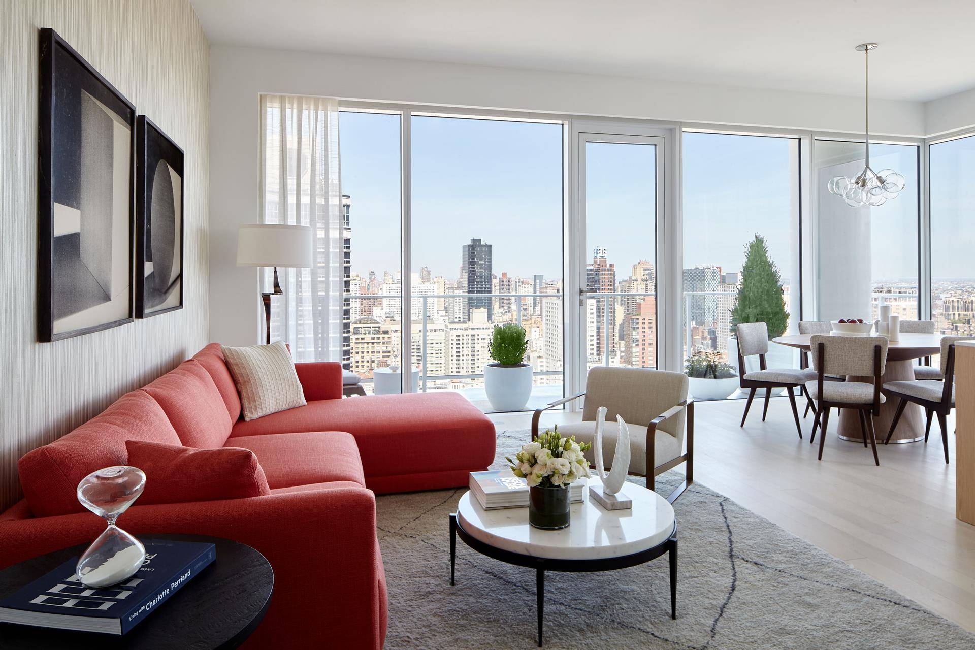 This spacious, half floor 1, 555 square foot, two bedroom, two and a half bath residence features floor to ceiling windows and an expansive north facing terrace with sweeping views ...