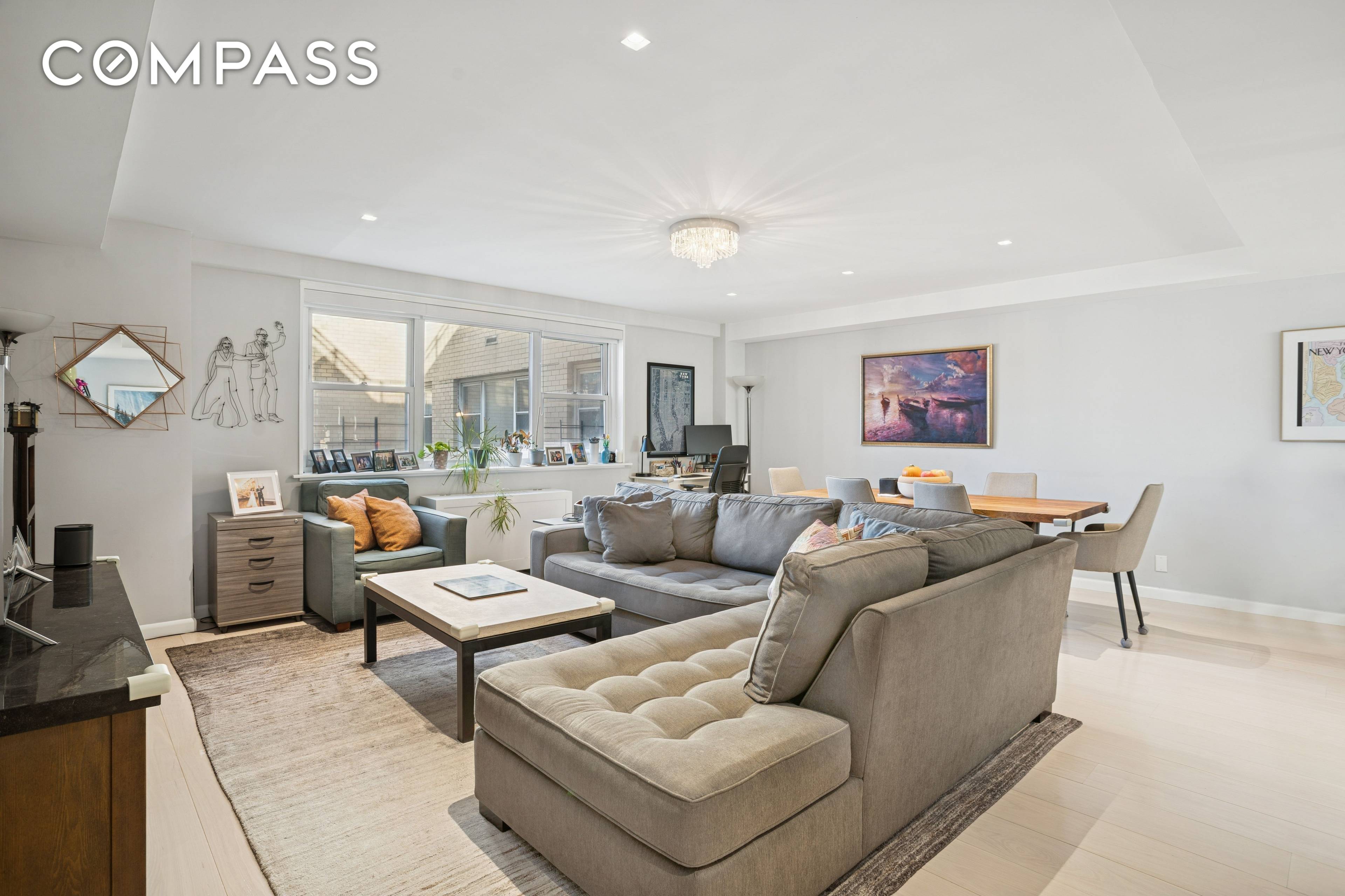 Enjoy this completely gut renovated two bedroom, two bathroom co op featuring spacious sun kissed interiors, a desirable split bedroom layout, triple exposures, and an ideal high floor location in ...
