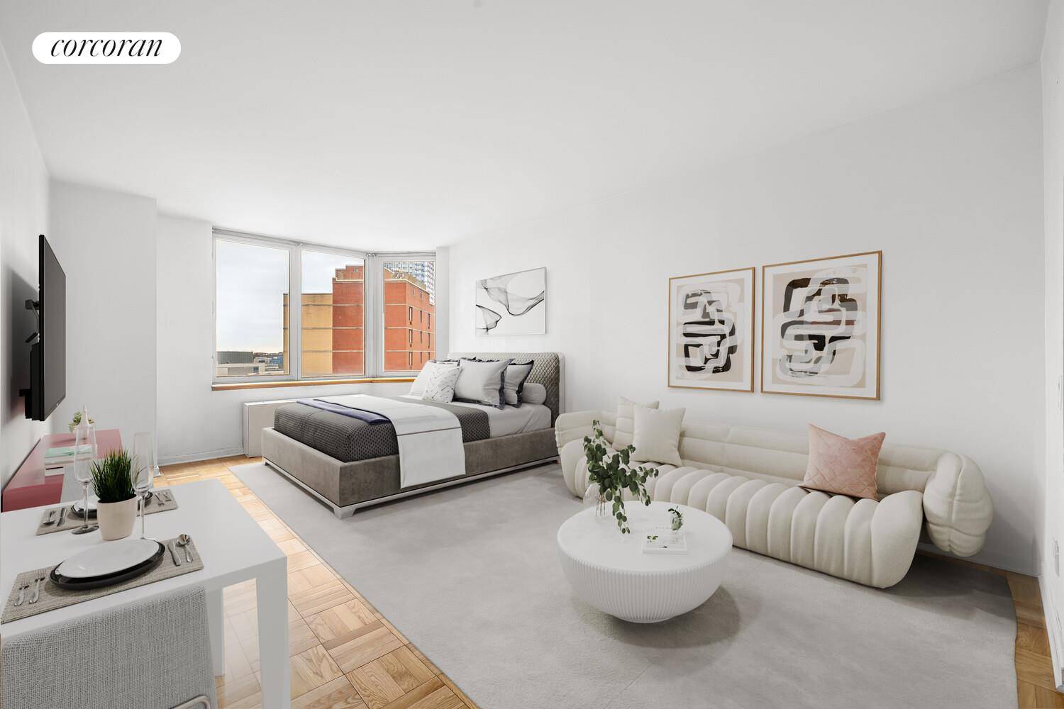 A Serene Studio in the Heart of Hell's Kitchen Apartment 18A at The Strand offers the perfect blend of tranquility and convenience in one of Manhattan's most vibrant neighborhoods.