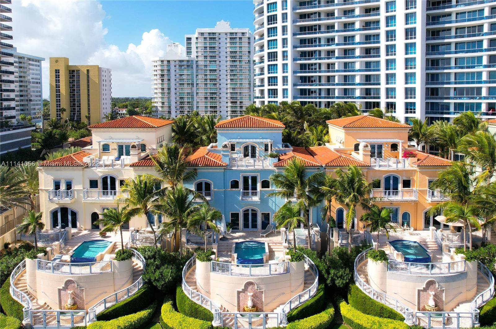 Rare offering on the sand, private home at prestigious 5 acre Bath Club residences with 540 ft.