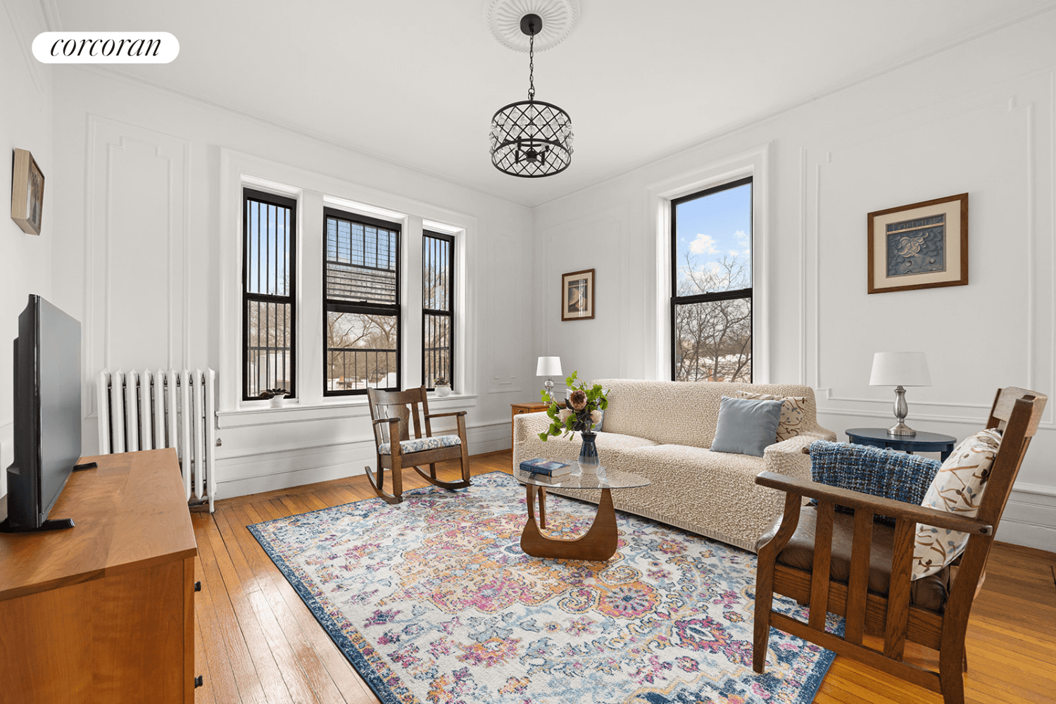 Perched on the top floor of a charming Prewar Coop in Windsor Terrace flexible two or three bedroom, one bath residence effortlessly blends historic character with modern convenience.