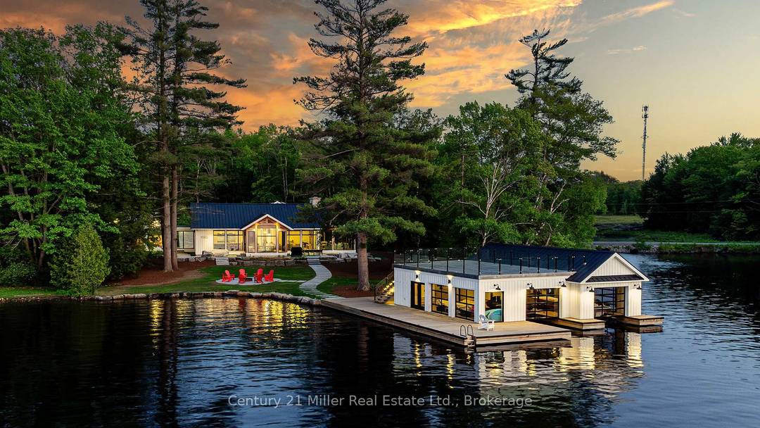 This luxuriously appointed custom built retreat sits on a spectacular level lot with 500 feet of pristine shoreline, offering exceptional privacy, breathtaking sunset views, and the quintessential Muskoka lifestyle.