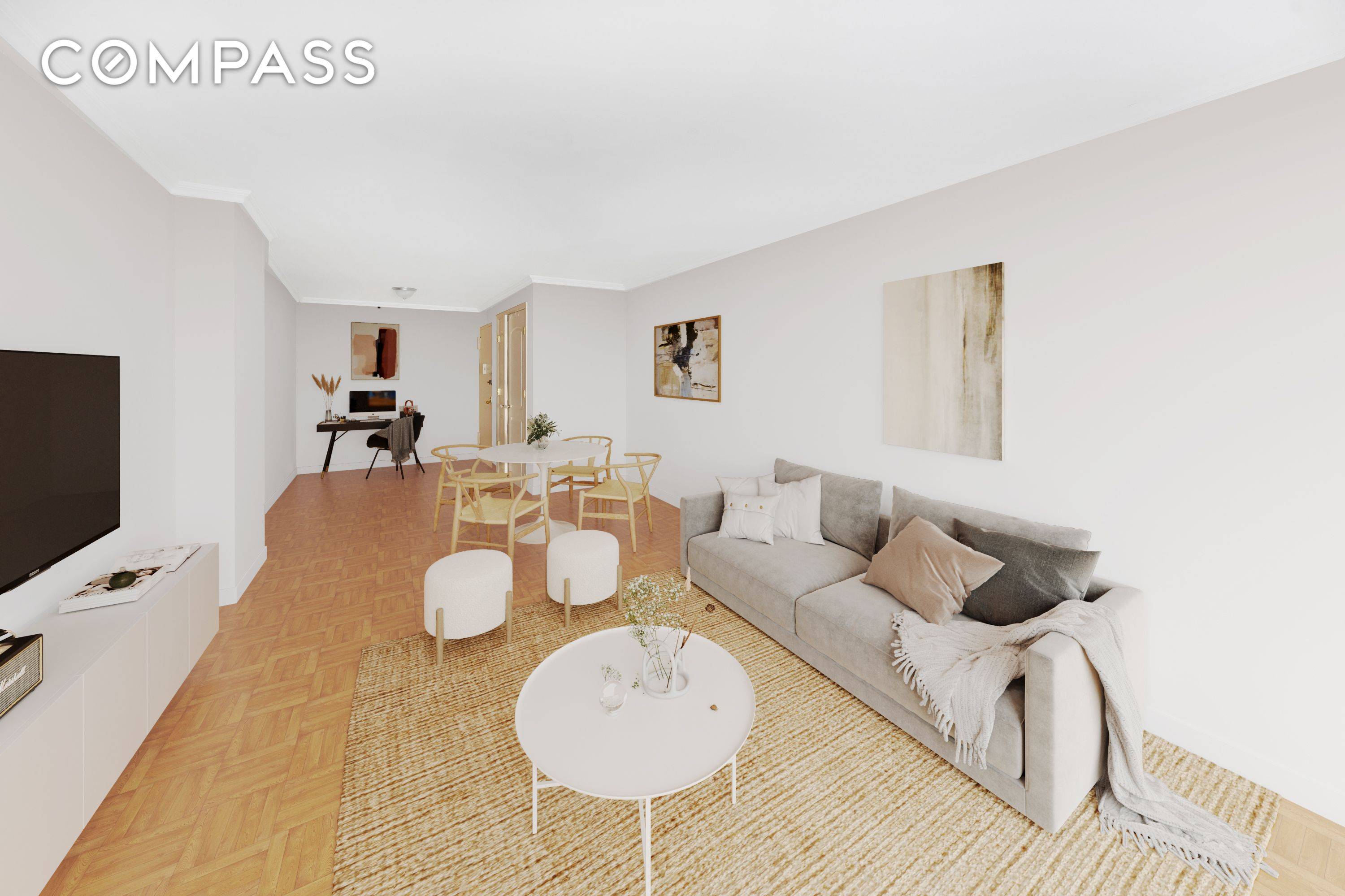 This spacious one bedroom apartment offers expansive city views in a serene, sought after area.