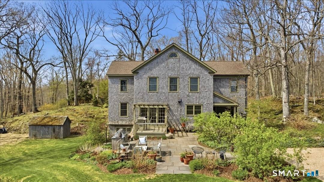 This cross gabled farmhouse was built in 2006 by its artisan craftsman owner, expanding upon the original foundation of a dwelling previously occupied by the caretaker of Arthur Miller's residence.