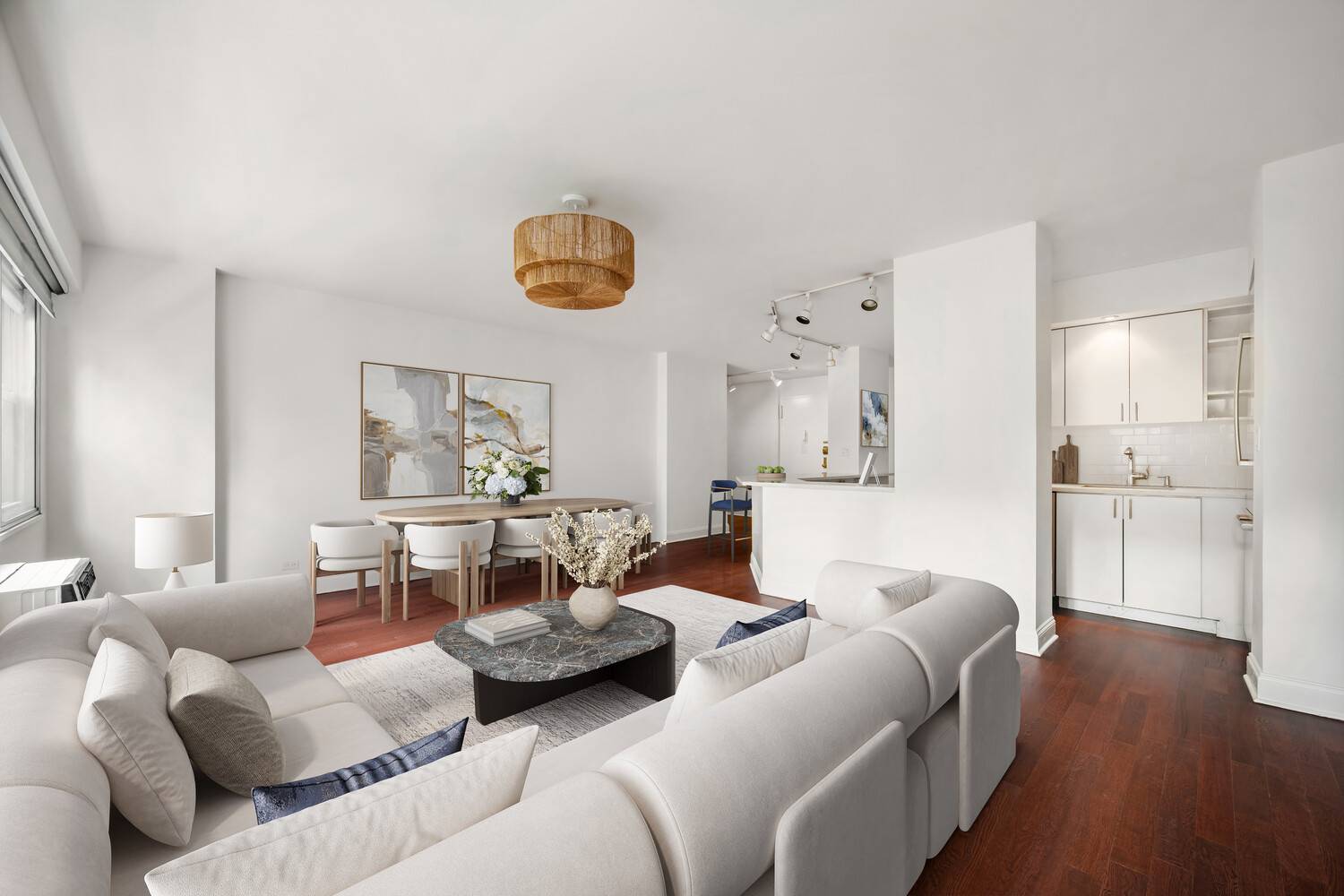 This 2 bedroom, 2 bath apartment is over sized, renovated and South facing.