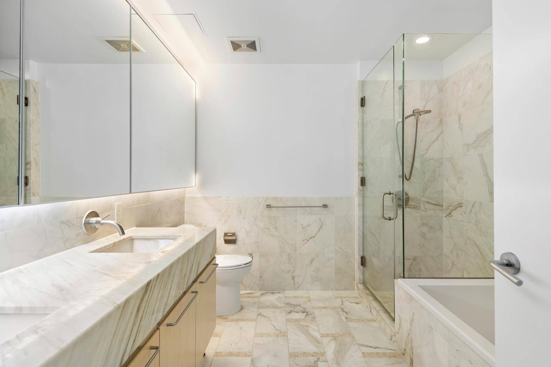Corner 3 bed 3 bath in the most sought after full service condo 200 Chambers Street ; Apartment 9D offers North, West, East, 3 exposures with floor to ceiling windows ...