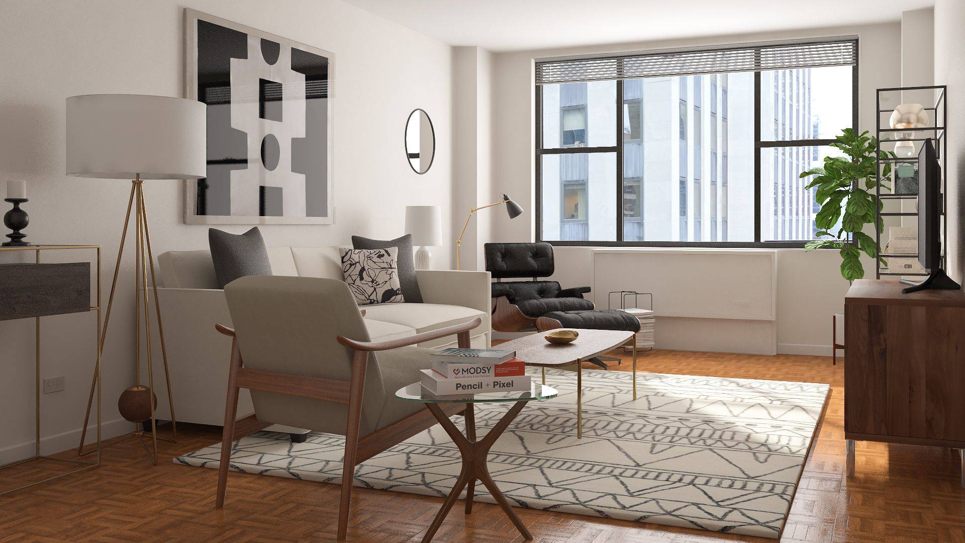 Perfect 1 bedroom with spacious rooms, fully equipped kitchen, open southern views, and wood floors throughout.