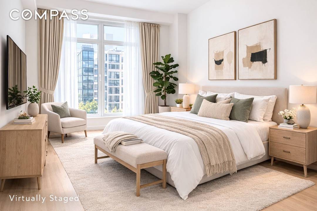 Western facing one bedroom with rare higher ceilings at 575 Fourth Avenue.