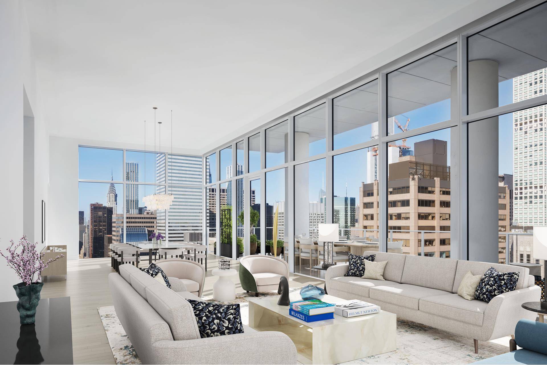 Introducing Penthouse 32, an unparalleled, three bedroom, three and a half bath full floor residence with 14' finished ceilings, gas fireplace, and 148 linear feet of continuous terrace with 360 ...