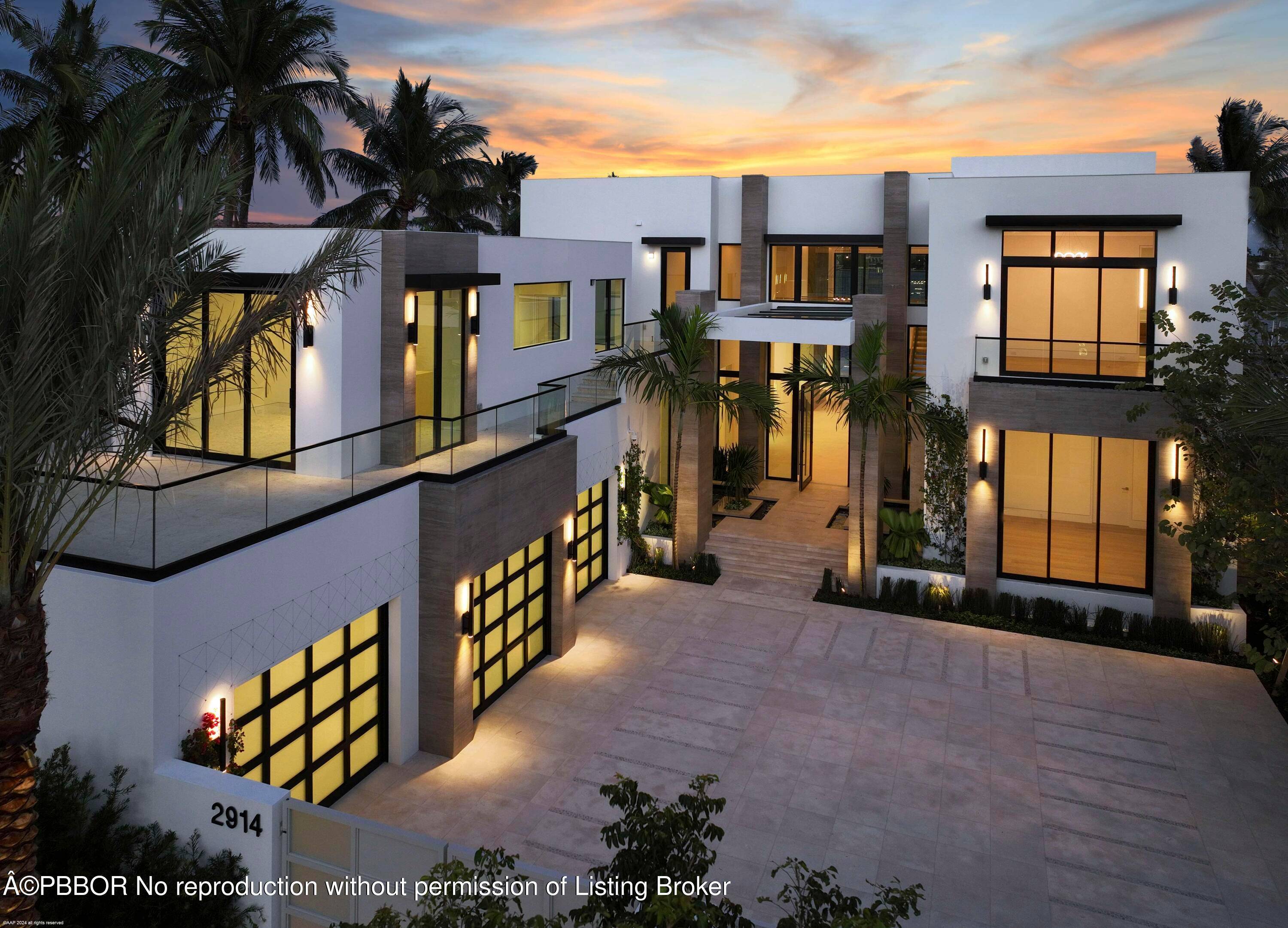 Spectacular new modern waterfront estate on the Intracoastal in West Palm Beach.