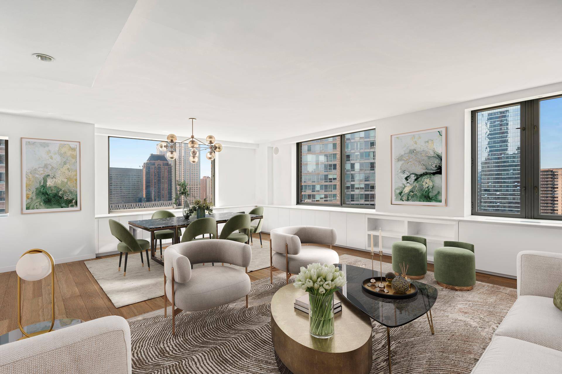 Nestled high on the 26th floor of Lincoln Square's sought after condominium, this convertible four bedroom, three bathroom residence stands out with its unique layout and exquisite renovation.
