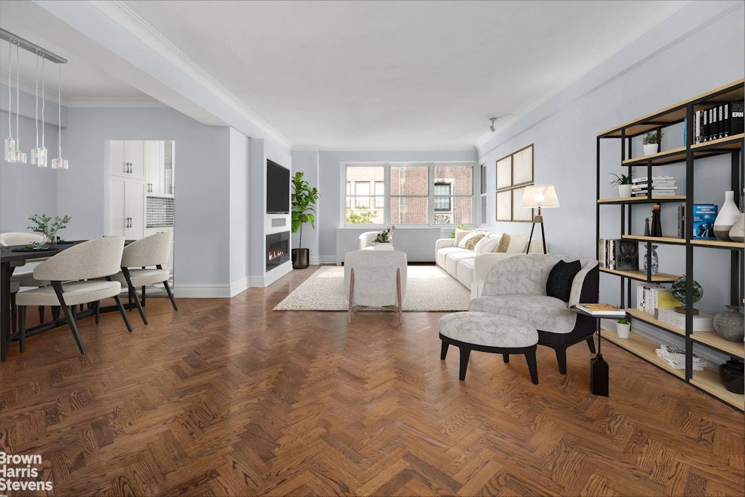 Step into a sophisticated one bedroom, one bathroom residence that seamlessly blends the timeless charm of prewar design with the convenience of postwar construction.