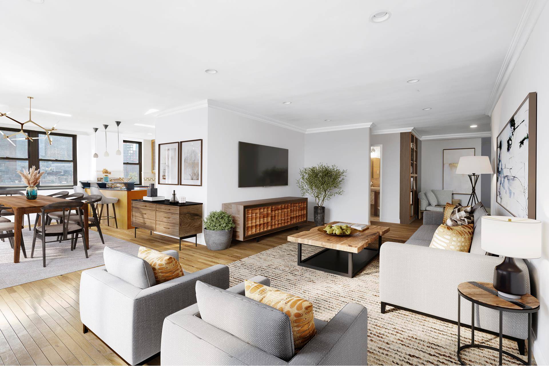 Welcome to the epitome of urban living in the heart of New York City, where luxury meets convenience in this exquisite corner 2 bedroom flex 3 apartment.