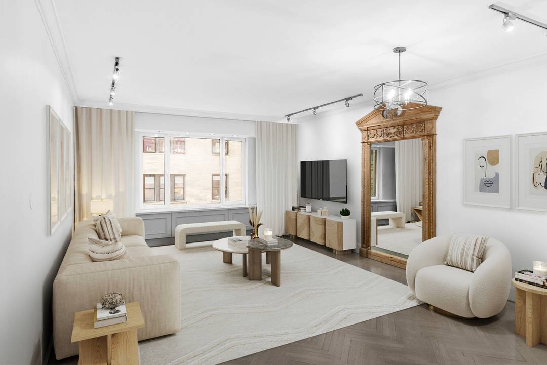 Apartment 910 at The Hampshire House is a serene and elegantly designed two bedroom, two bath residence on Central Park South.