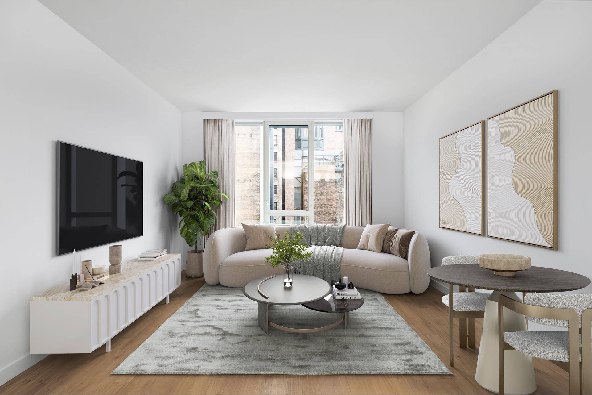 Welcome home to a luminous, design forward 1 bedroom with its own washer dryer, central air and floor to furling windows in one of NoMad's most coveted boutique buildings.