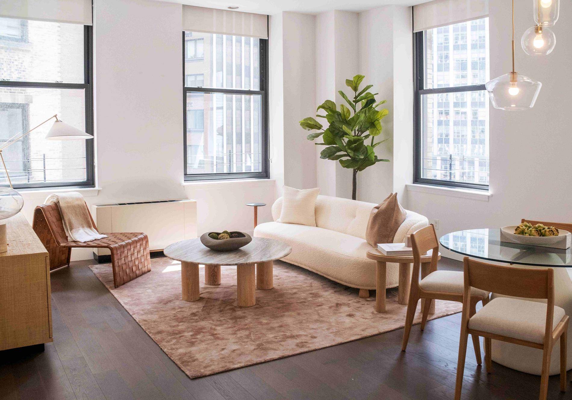 Two Bedroom, Two Bathroom Powder Room HomeThis meticulously designed two bedroom, two and a half bath residence offers an exceptional blend of spaciousness, comfort, and timeless sophistication.