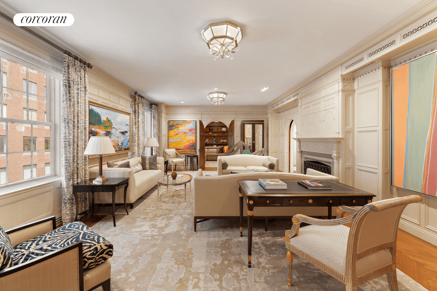 This impeccably renovated full floor 10 room residence blends modern convenience with timeless pre war elegance.