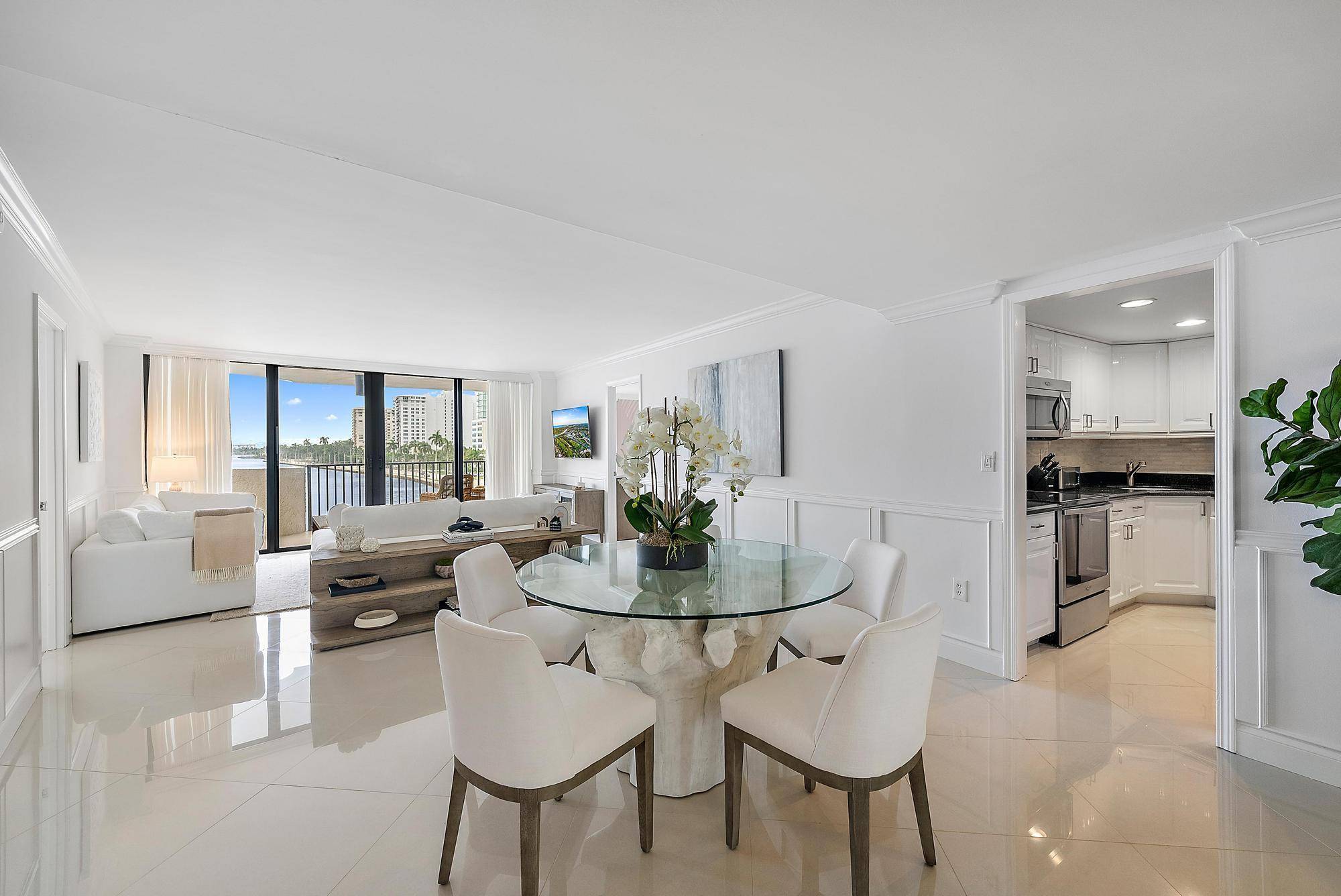Waterfront two bedroom apartment recently designer renovated.