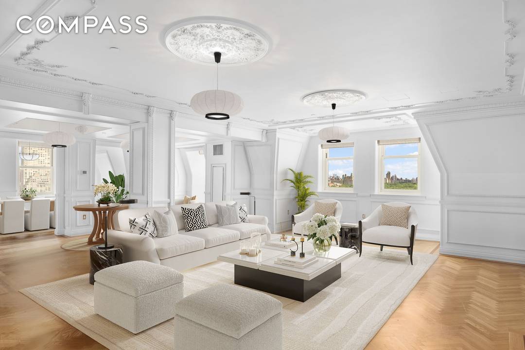 The Plaza Private Residence 1801 is a one of a kind masterpiece, distinguished by 13 windows overlooking Central Park with rare north and west exposures.
