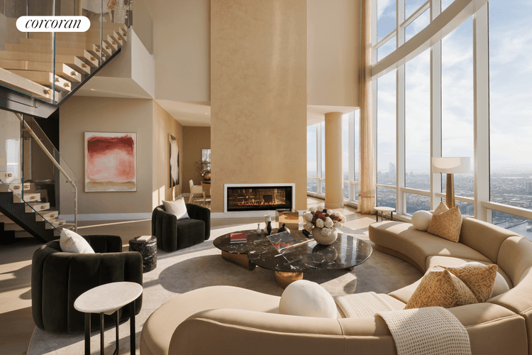 DOUBLE HEIGHT DRAMA WITH SWEEPING VIEWS OF THE HUDSON RIVER FROM EVERY ROOM Introducing a transformed Penthouse 88C at Fifteen Hudson Yards an exquisitely furnished, museum quality duplex residence soaring ...