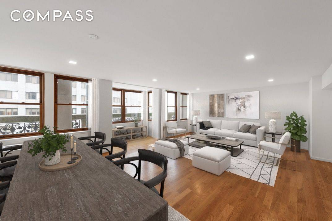 Perched on a high floor in a Historic full service condo, this bright and spacious 3 bedroom, 3 bath home features a remarkable living area measuring 22 by 27 feet.