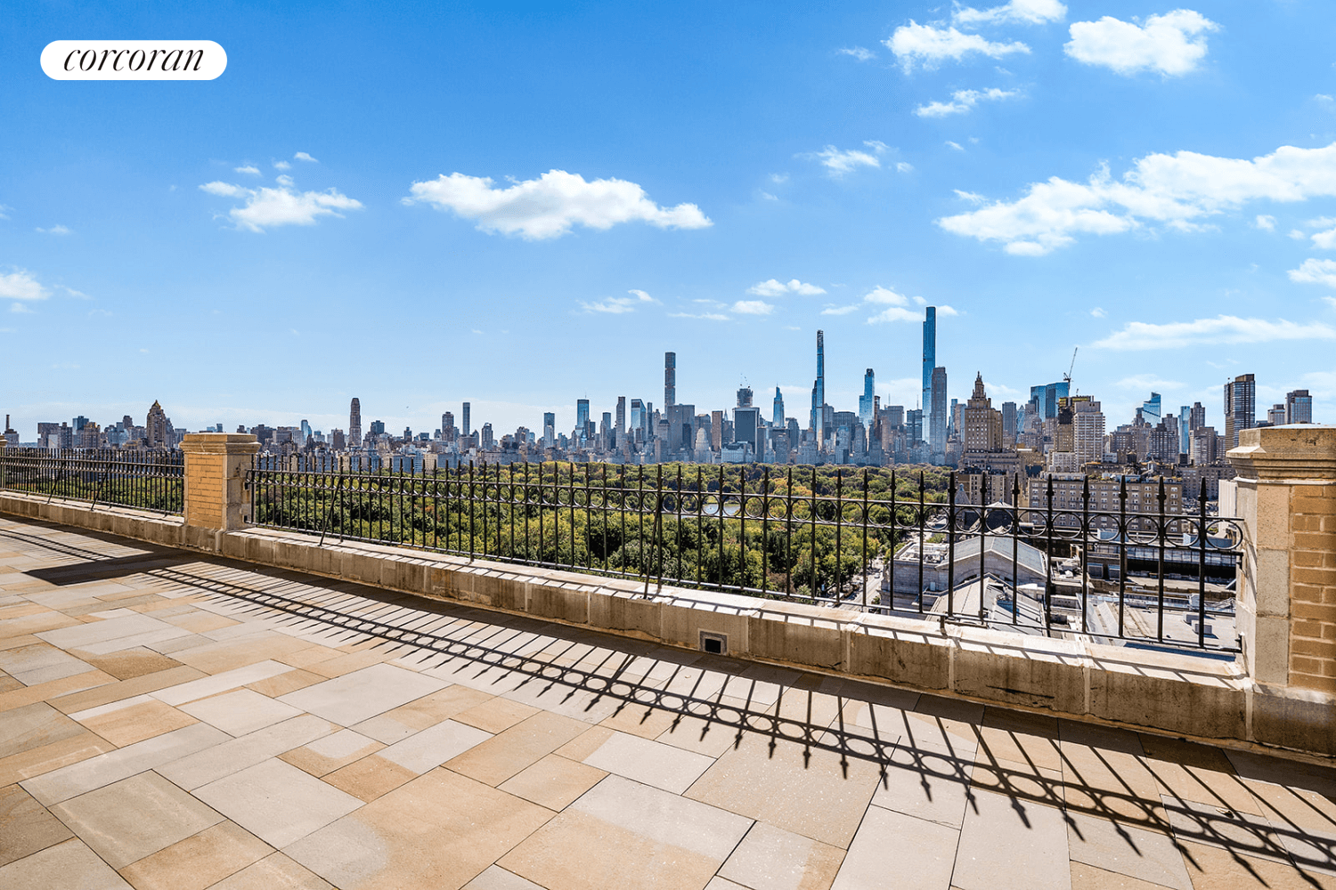 Private terrace with breathtaking views of Central Park and the New York City skyline at the prestigious Beresford !